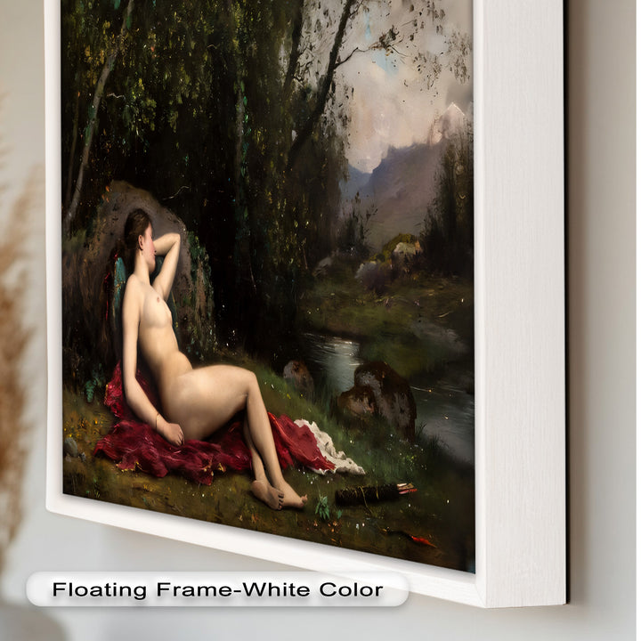 Reclining Diana – Classical Goddess in Nature Renaissance Oil Painting
