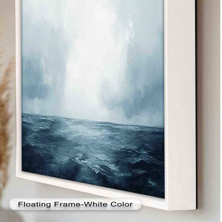 Ocean Horizon Calm – Minimalistisches blaues Meereslandschafts-Ölgemälde