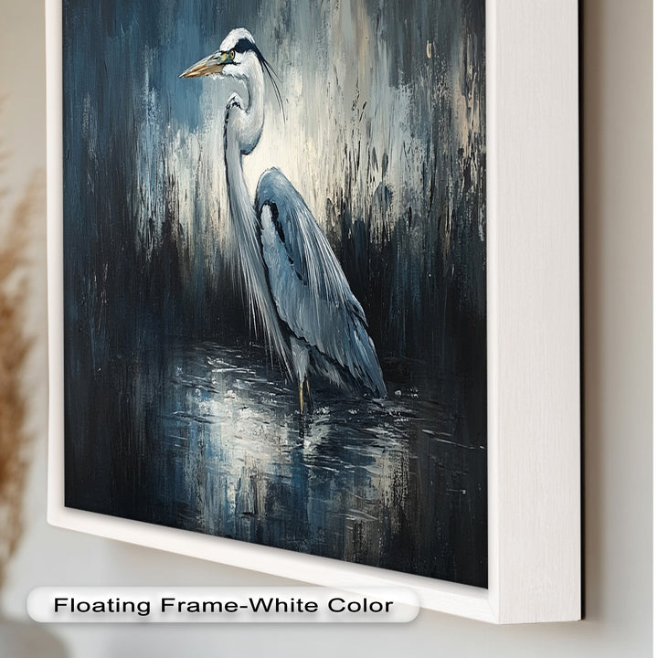 Heron in Misty Marshland – Animal Oil Painting