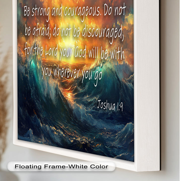 Joshua 1:9 – Courage & Strength Bible Verse Oil Painting