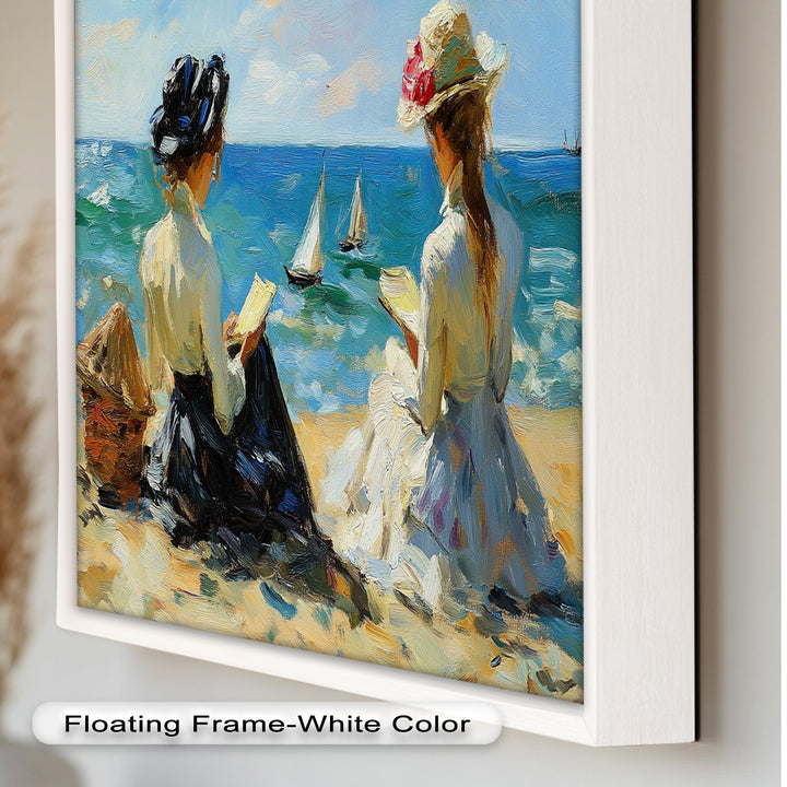 Seaside Serenity with Sailboats – Impressionist Oil Painting