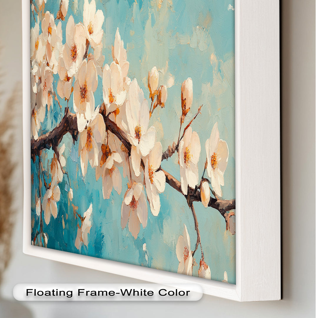 White Cherry Blossoms Wall Art – Floral Oil Painting