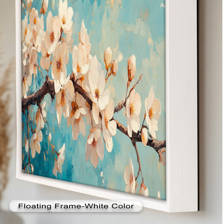 White Cherry Blossoms Wall Art – Floral Oil Painting