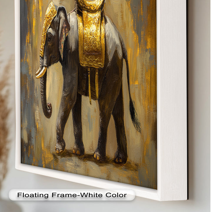 Elephant with Golden Saddle - Animal Oil Painting