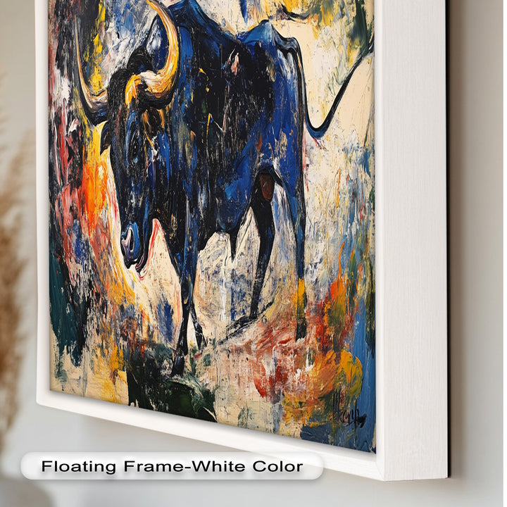 Power in Motion – Expressionist Bull Oil Painting