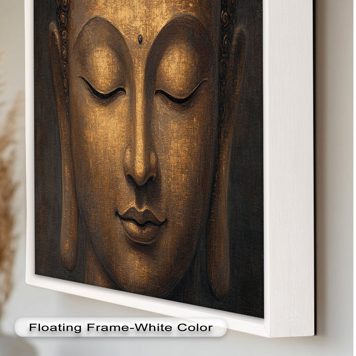 Golden Buddha Face Wall Art – Religious Oil Painting