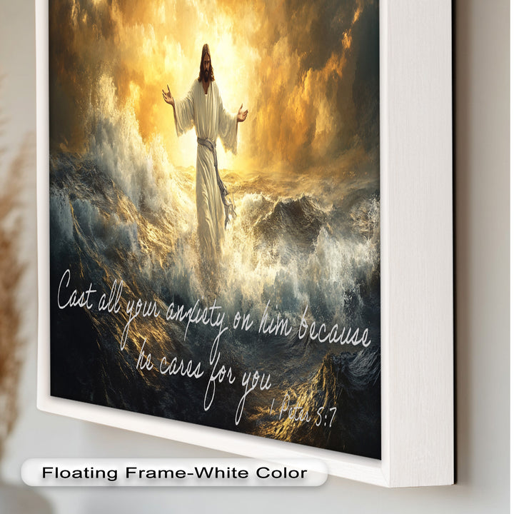 1 Peter 5:7 – Trust in God Bible Verse Oil Painting