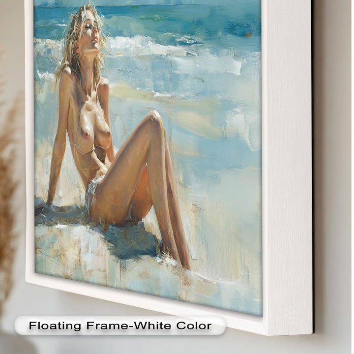 Sun-Kissed Serenity – Beachside Nude Figurative Oil Painting