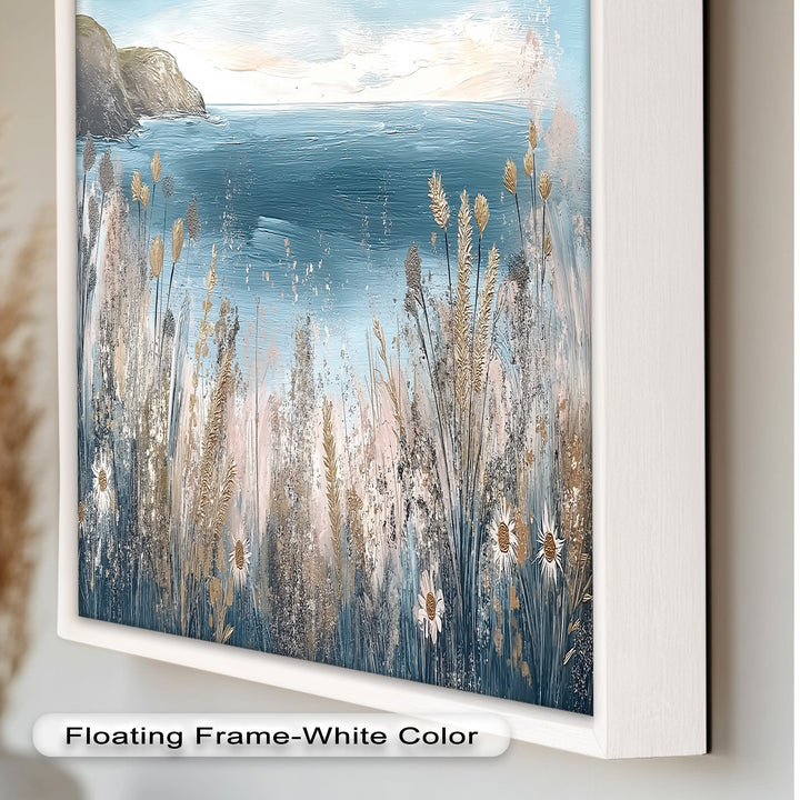 Wildflower Ocean View Wall Art – Framed Oil Painting