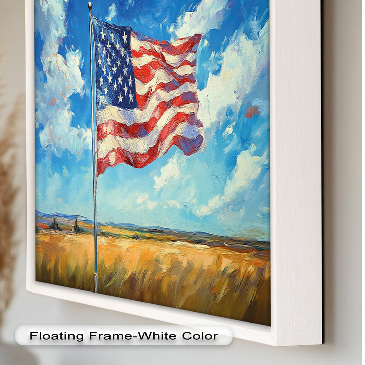 Amerikanische Flagge auf dem Land – Patriotisches Ölgemälde