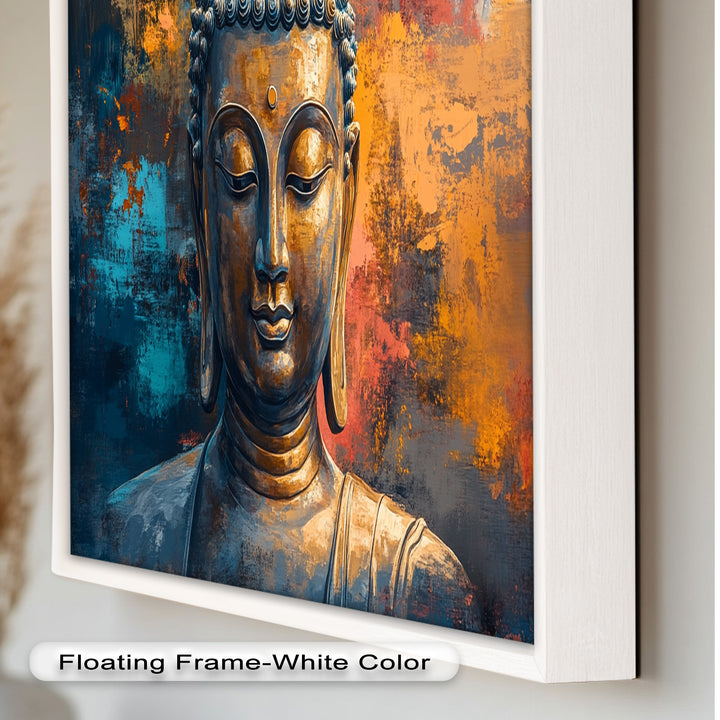 Vibrant Buddha Portrait Wall Art – Religious Oil Painting