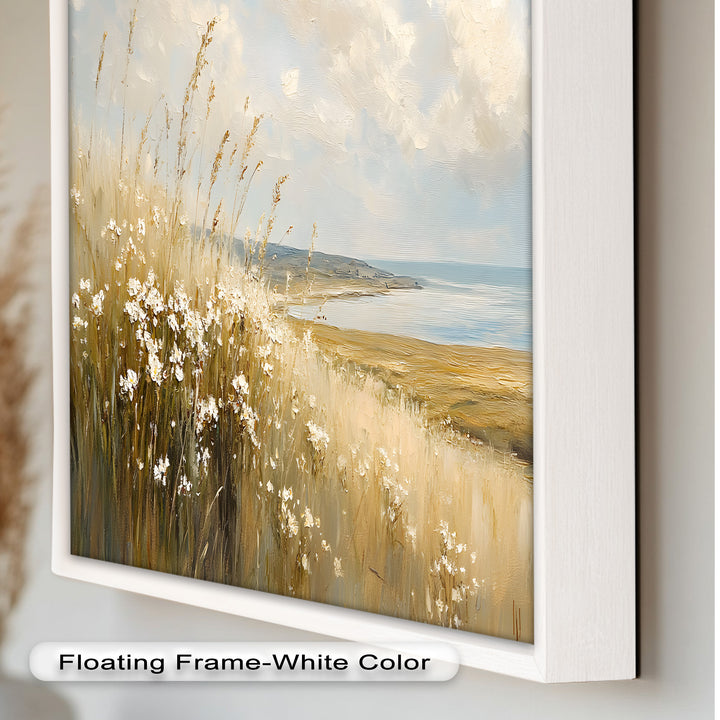 Wildflower Field Landscape – Serene Coastal Oil Painting