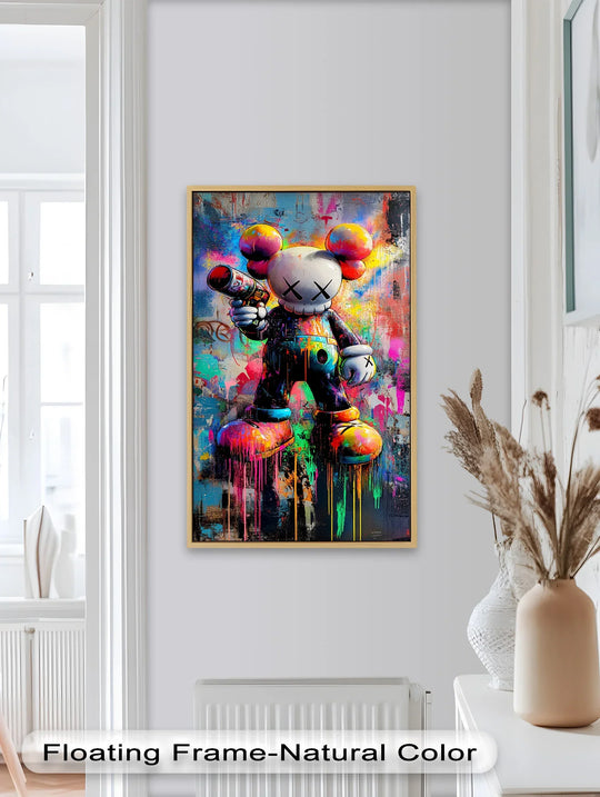 This tall, rectangular oil painting reproduction print features a vibrant, pop-art character with graffiti elements.