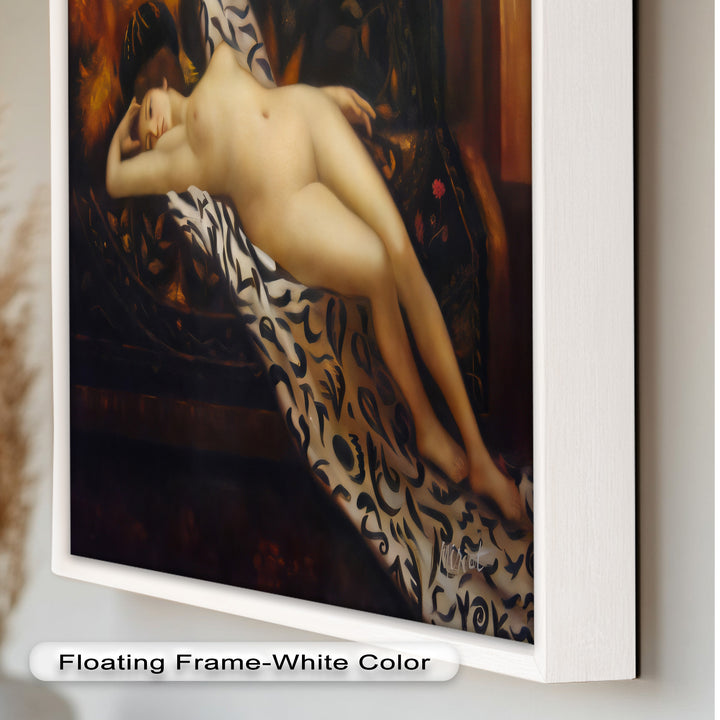 Velvet Reverie – Reclining Nude on Ornamental Nude Oil Painting