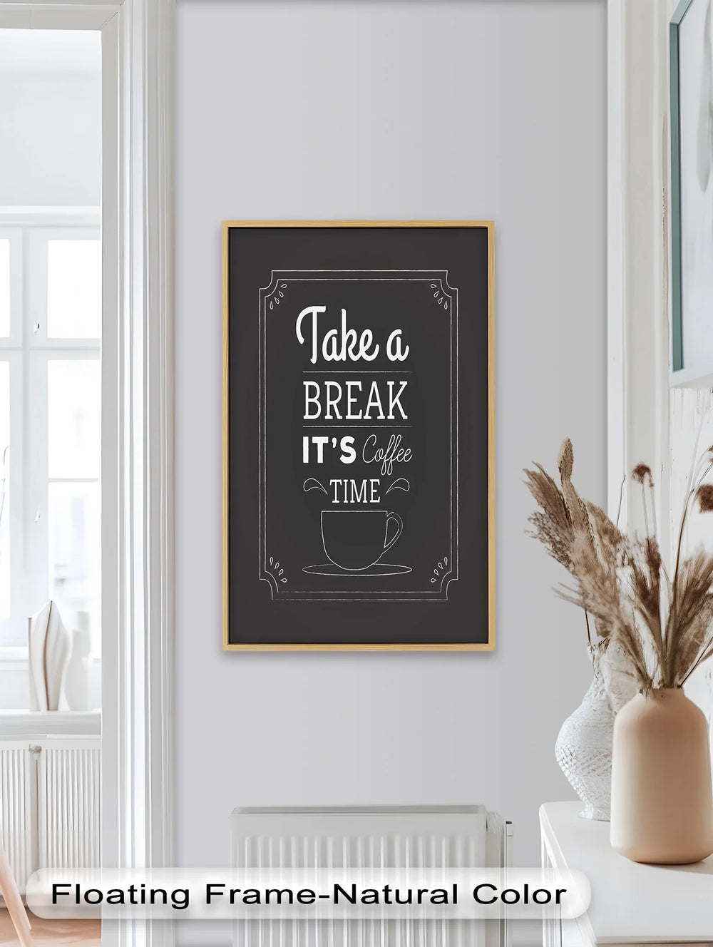 Rustic Coffee Time Oil Painting – Retro Black and White Wall Decor
