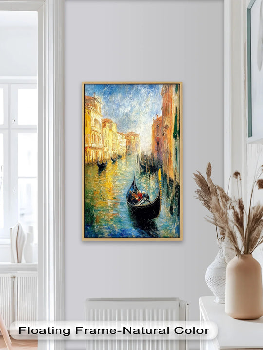 Illuminated by the brightest area, this Venice Gondola Scene oil painting decoration showcases golden canals and impressionist brushwork, reflecting a timeless Italian romance.