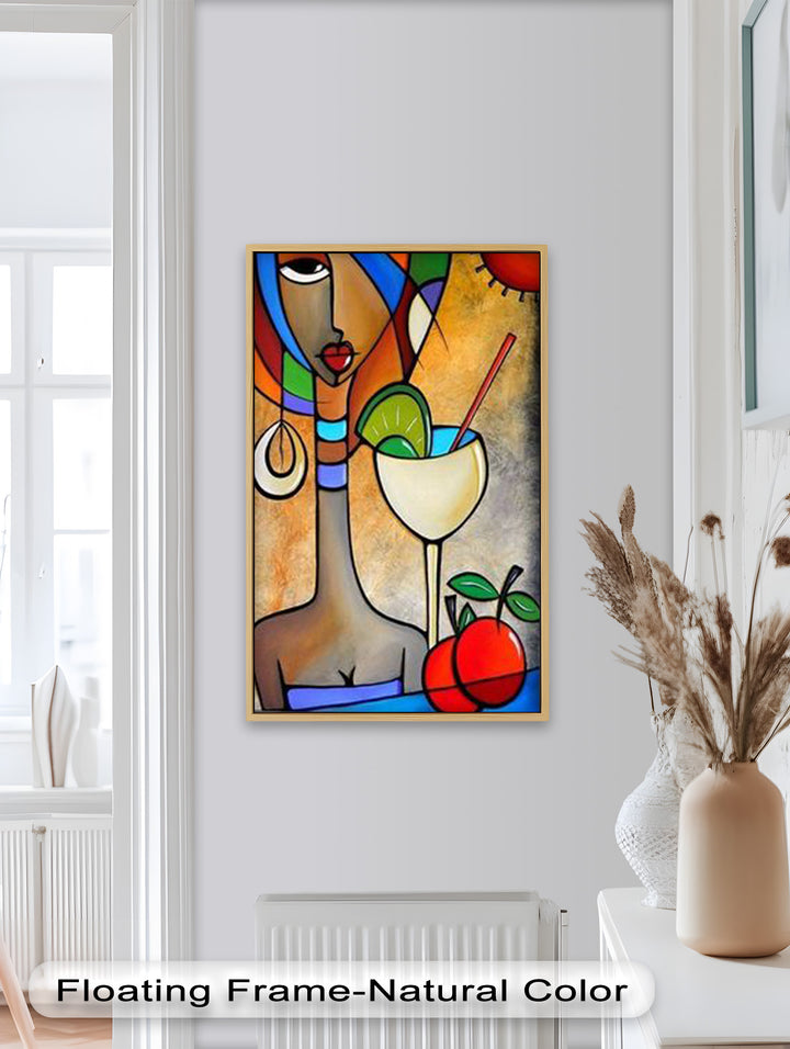 Tropical Gaze – Lebendiges Cocktail Muse Picasso Ölgemälde