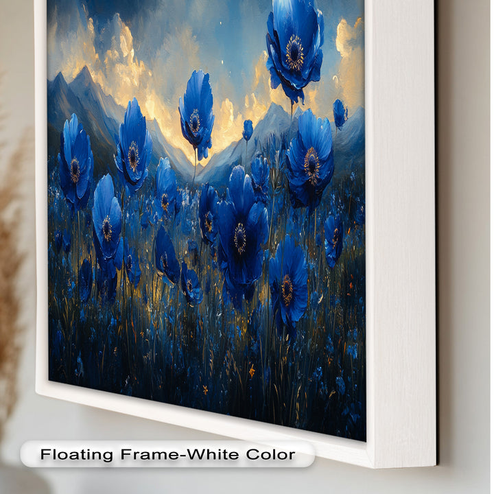 Blue Poppies Beneath a Twilight Sky - Flower Oil Painting