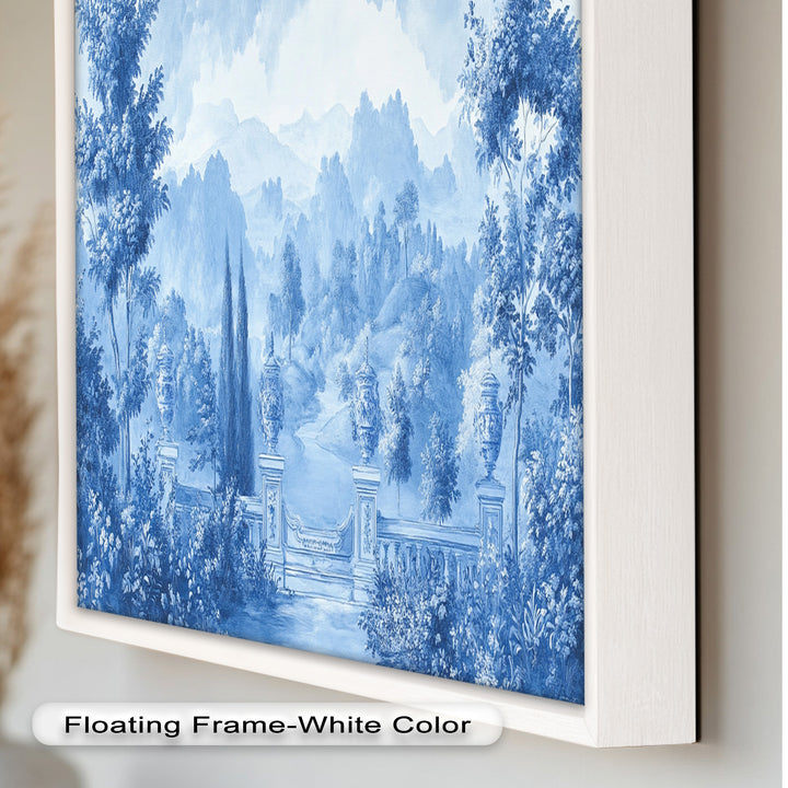 Blue Toned Garden Wall Art – Classical Landscape Oil Painting