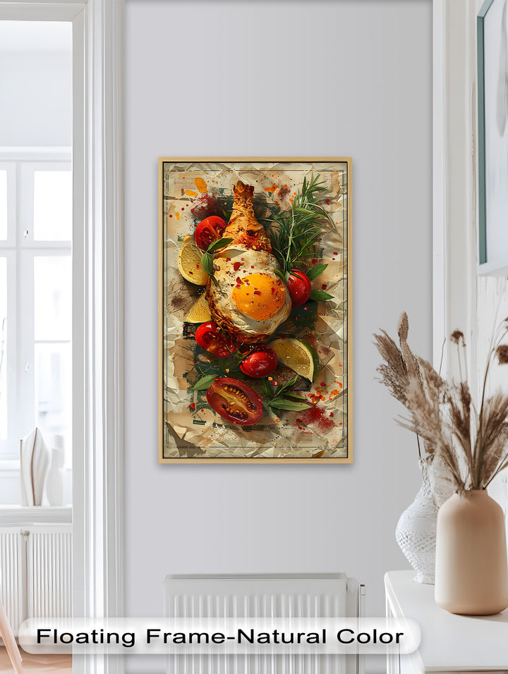 Spiegelei und Brathähnchen mit Kräutern - Food Painting