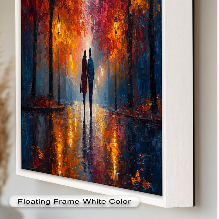 Romantic Walk Under Fiery Trees - Love Oil Painting
