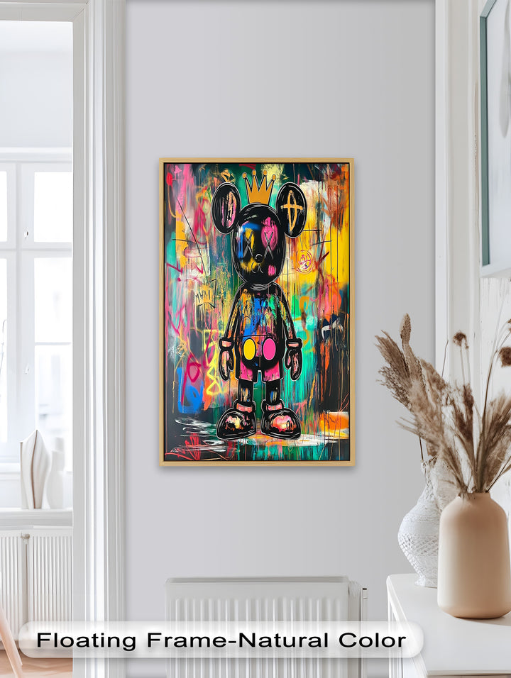 Crowned Chaos – Neon Royal KAWS Oil Painting