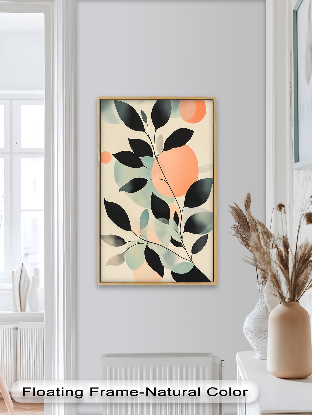 Blush Eclipse – Minimalist Botanical Silhouette Oil Painting