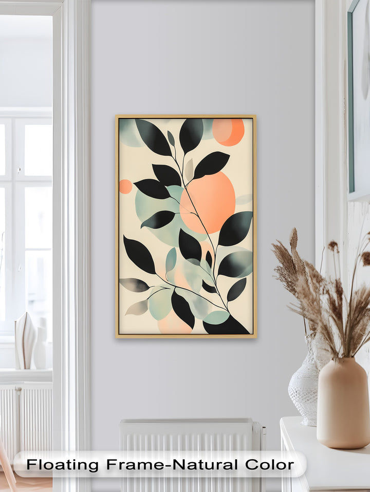 Blush Eclipse – Minimalist Botanical Silhouette Oil Painting