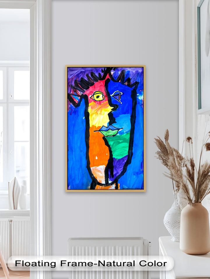 Bunte abstrakte Gesichter als Wandkunst – Pop-Art-Ölgemälde