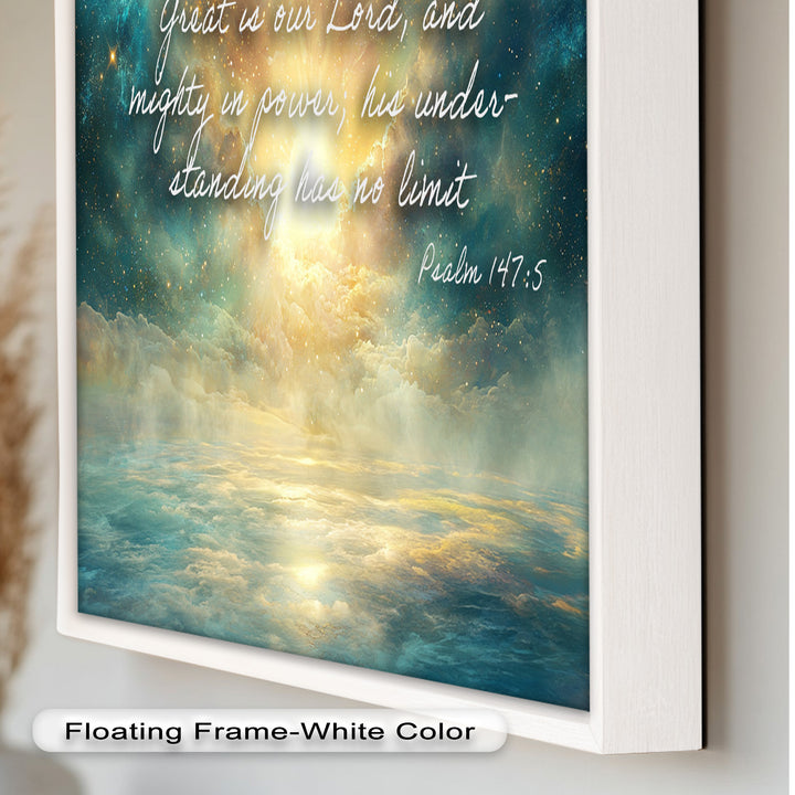 Psalm 147:5 – Mighty in Power Bible Verse Oil Painting