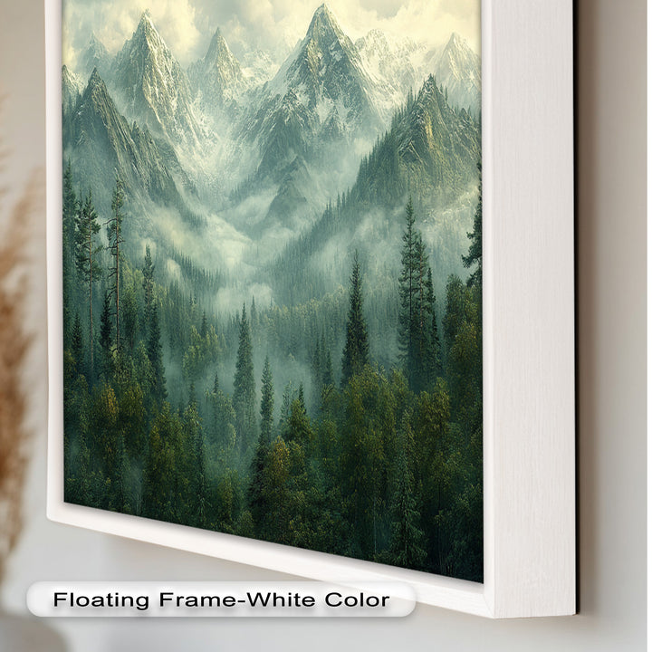 Misty Mountain Forest - Framed Oil Paintings