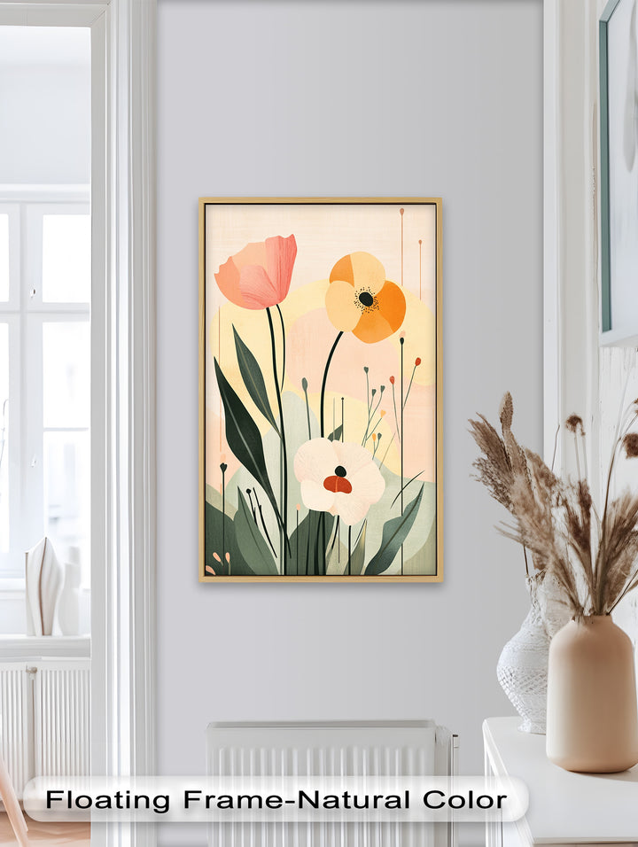 Sonnengeküsstes Trio – Minimalistisches florales Ölgemälde