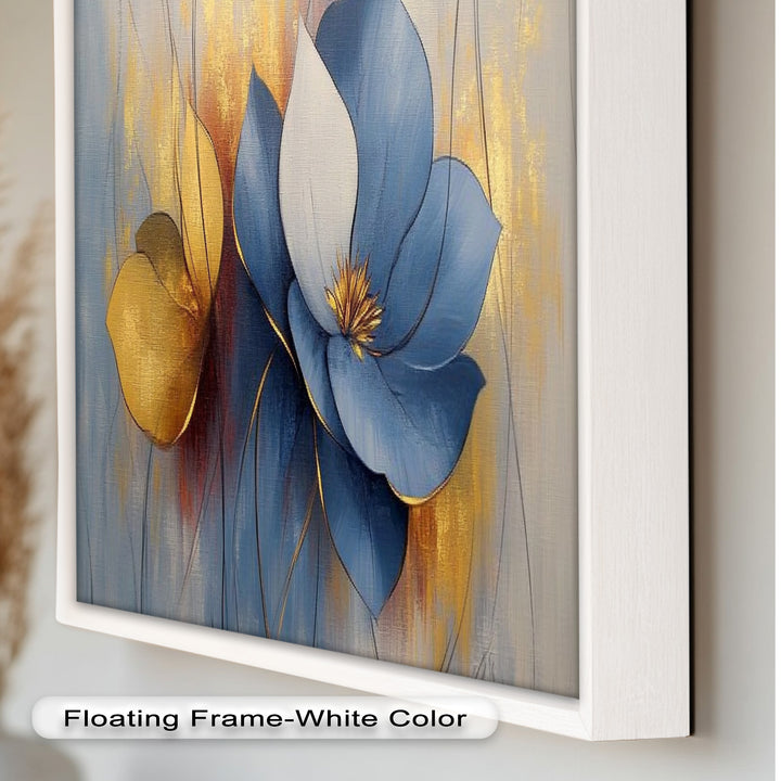 Blaue Magnolien-Wandkunst – Blumen-Ölgemälde