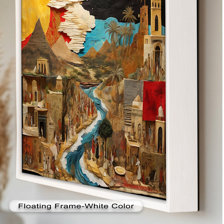 River of Time – Ancient Civilization Collage Picasso Oil Painting