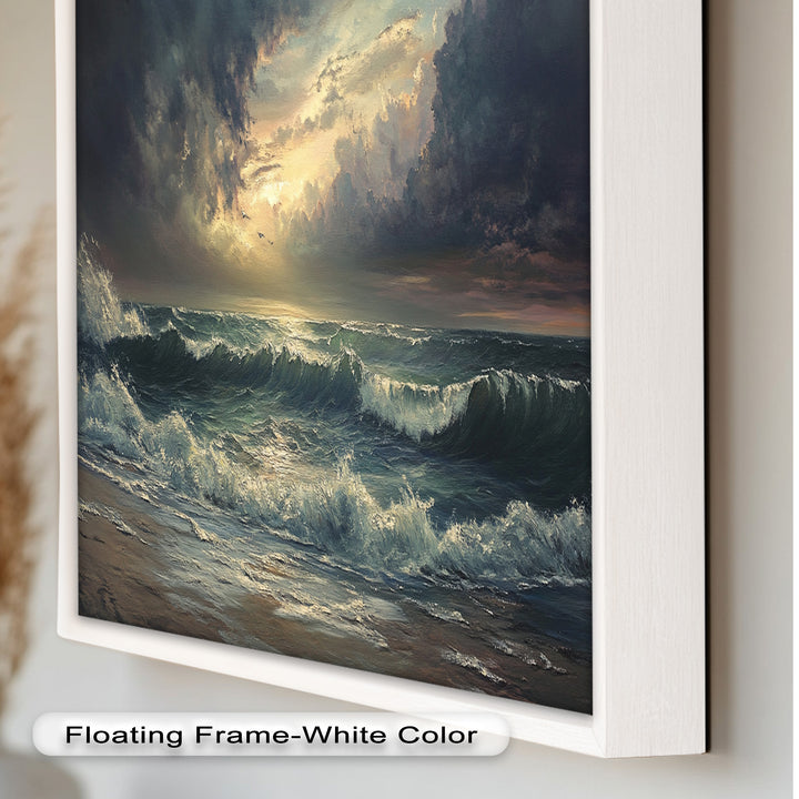 Ocean Sunset Wall Art - Storm Seascape Oil Painting