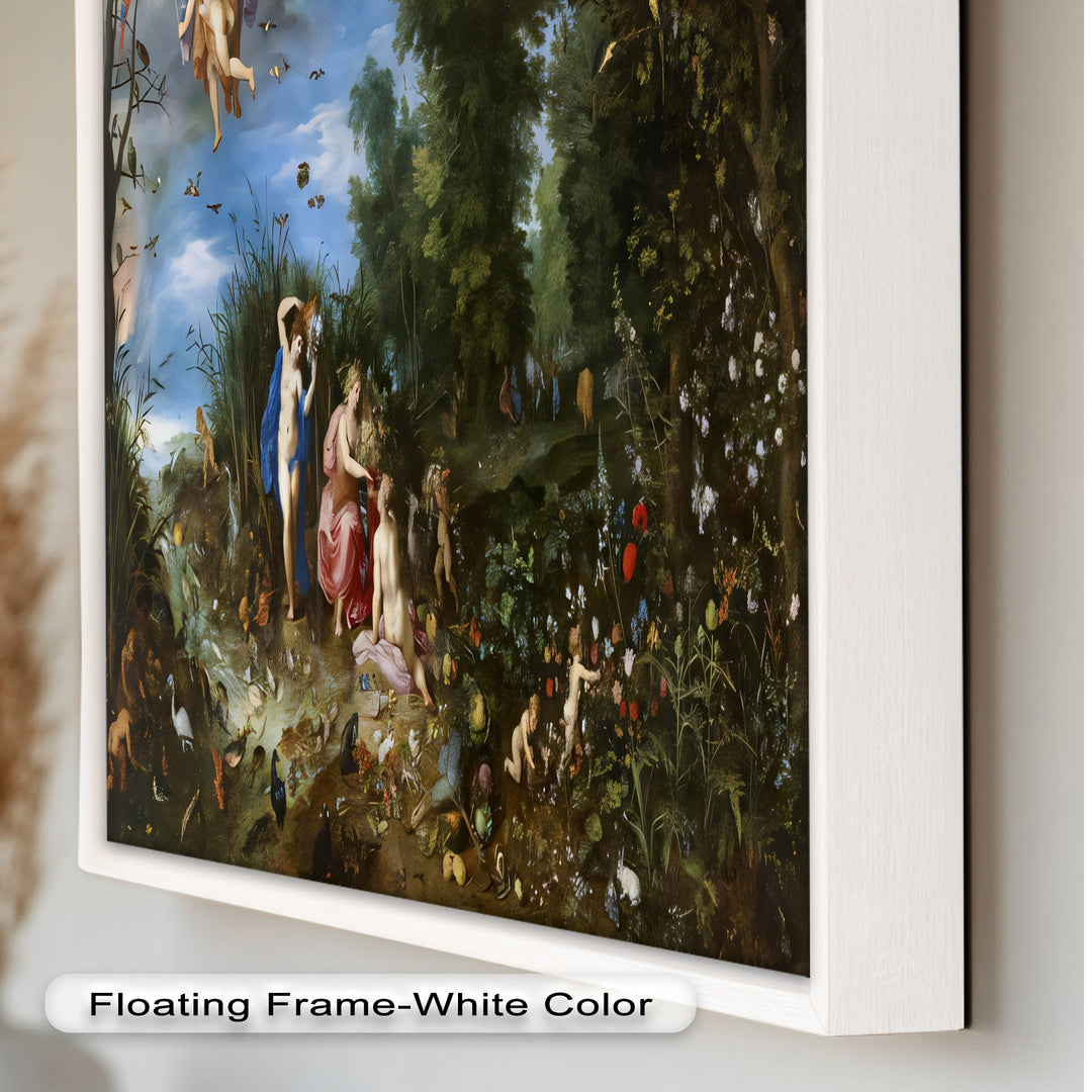 The Garden of Earthly Light – Mythological Forest Scene Oil Painting