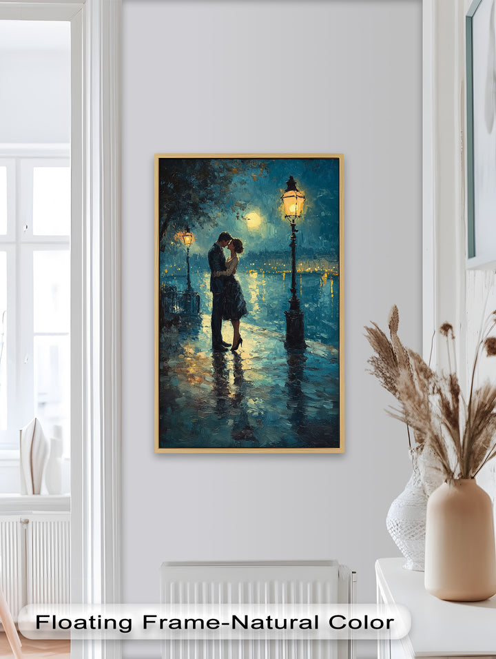 Romantic Couple Under Moonlight - Love Oil Painting
