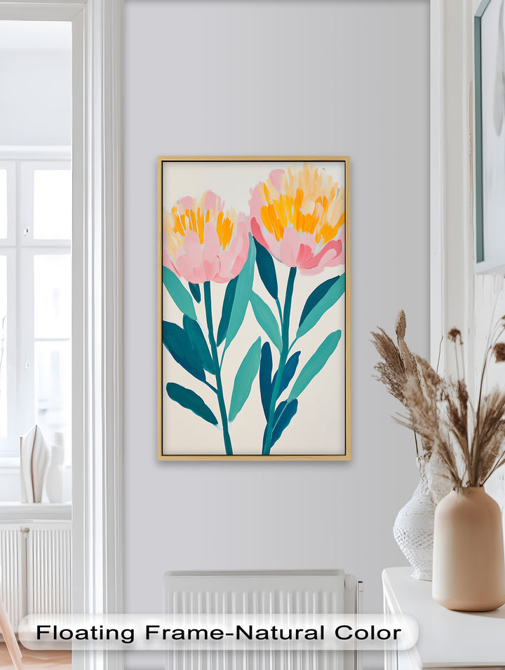 Sunburst Peonies – Modernes Boho-Blumenölgemälde