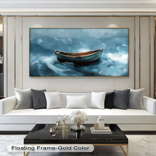 Rowboat on Gentle Sea – Boat Oil Painting - MyPhotoStation