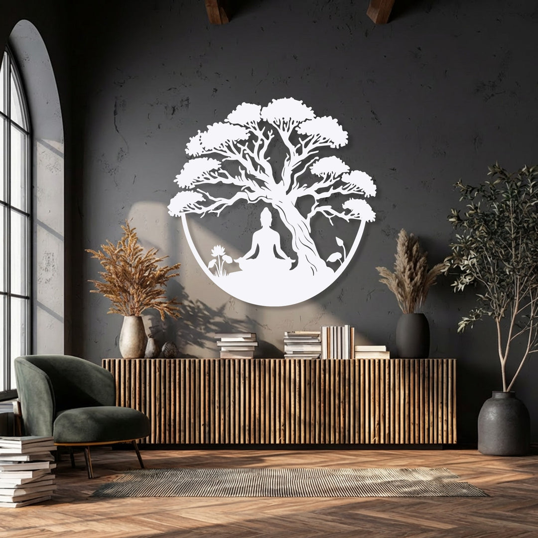 Meditation Tree Metal Wall Art – Zen Yoga Decor