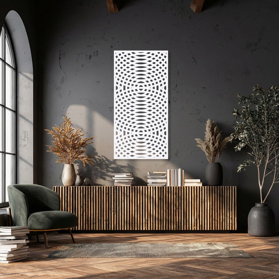 Optical Wave Grid – Abstract Geometric Metal Wall Art