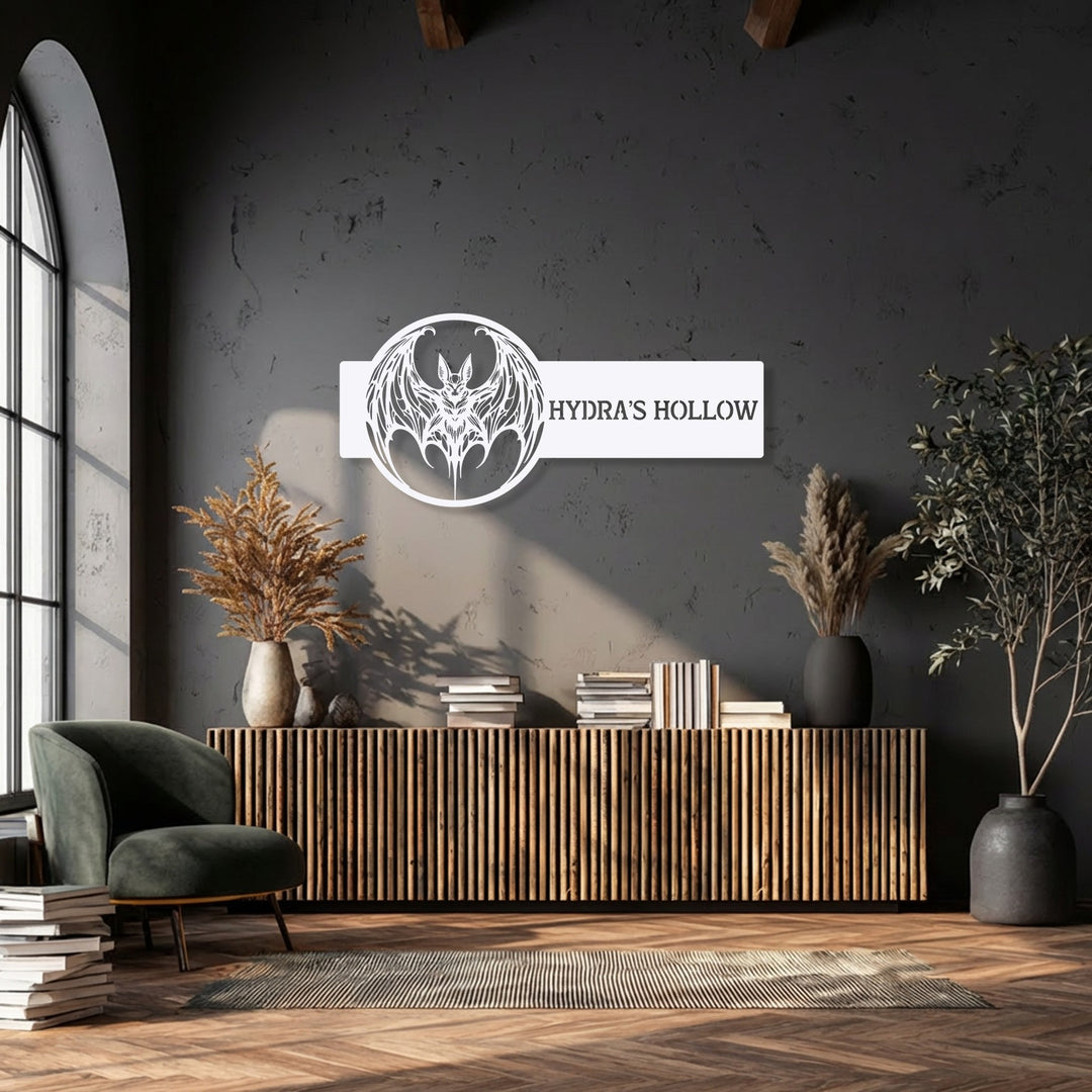 Personalized Bat Metal Wall Art – Custom Gothic Name Sign