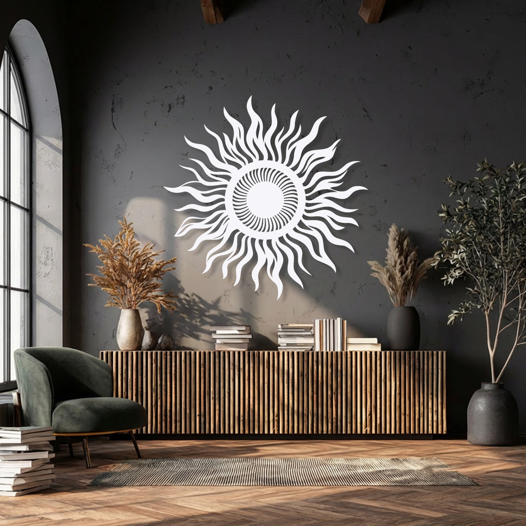 Abstract Sun Metal Wall Art – Modern Celestial Wall Decor