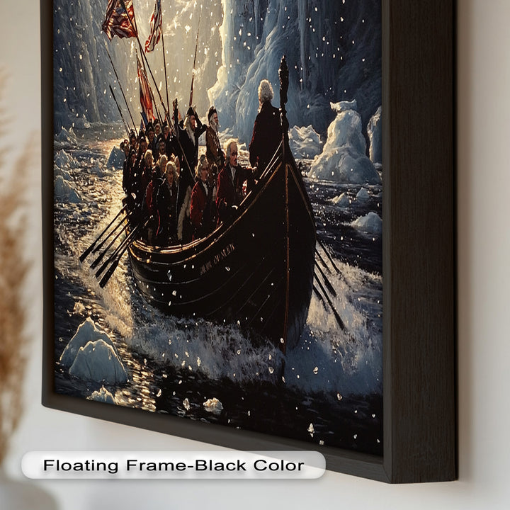 Crossing the Ice – Patriotic Revolutionary Boat Oil Painting