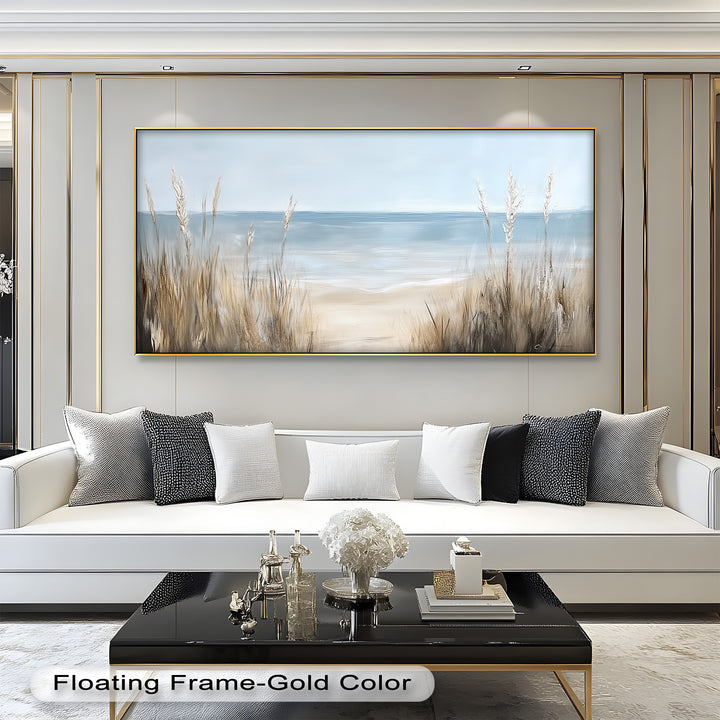Coastal Wall Art-Beach Grass Landscape Oil Painting