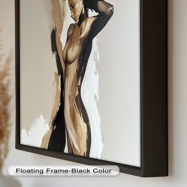 Golden Silence – Abstract Female Figure Oil Painting