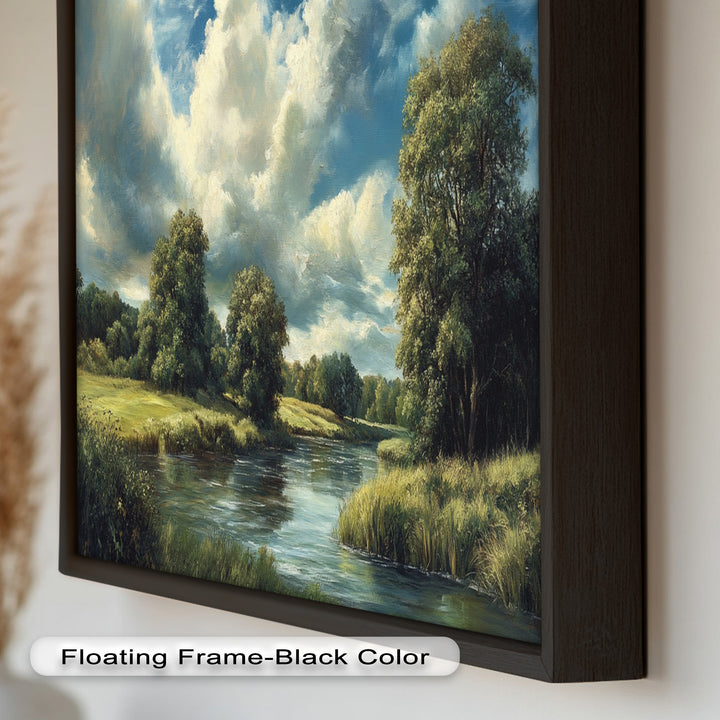 River Landscape Painting – Framed Oil Painting