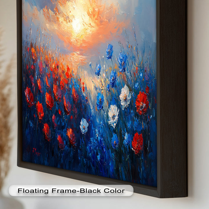 Wildflower Sunset Symphony – Colorful Horizon Flower Oil Painting