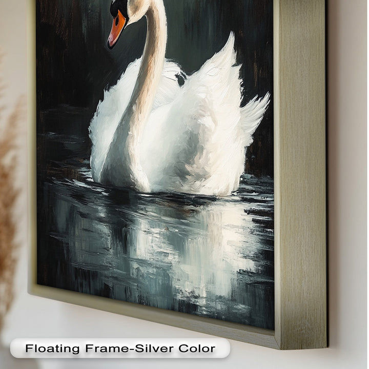 Solitary Grace – White Swan Oil Painting