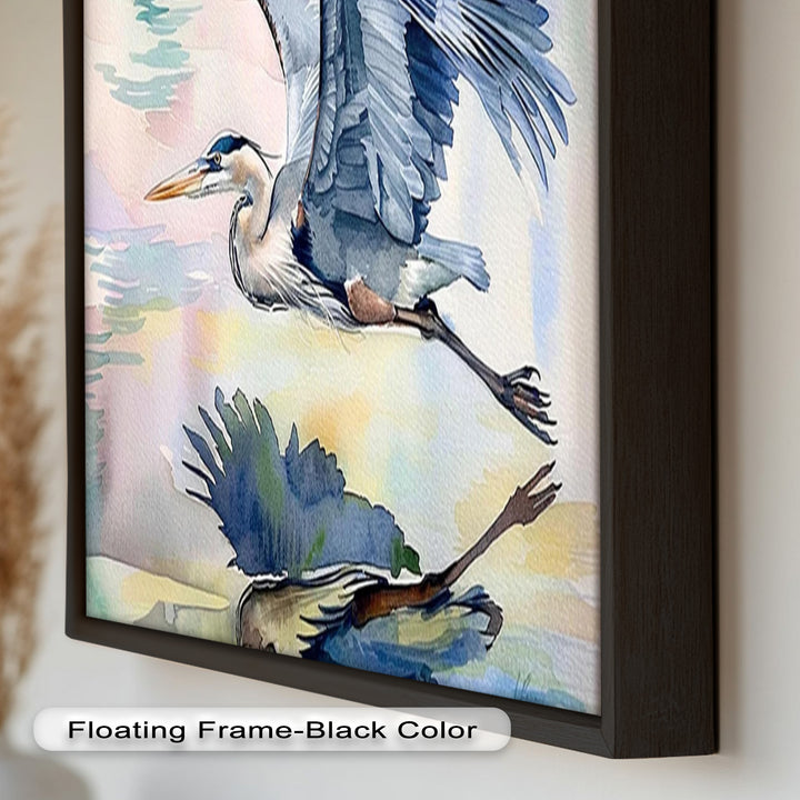 Flying Heron Bird Wall Art – Elegant Nature Oil Painting